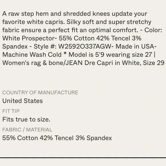 Rag & Bone Dre Capri jean distressed White Prospector 24 - Picture 11 of 12